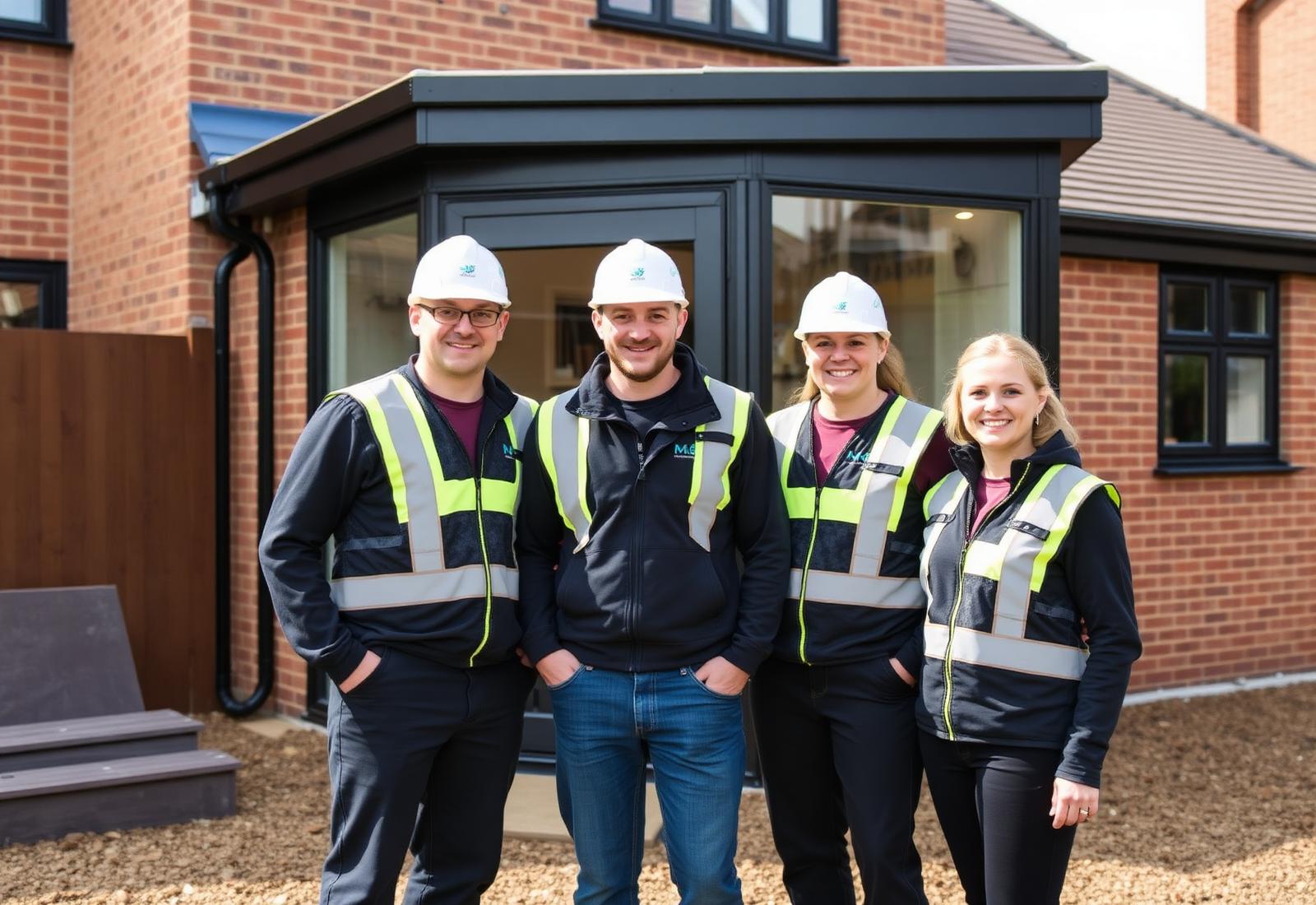 The TLH Solution team in front of a completed extension